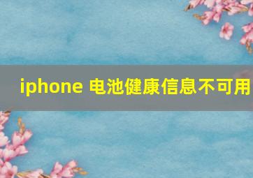 iphone 电池健康信息不可用